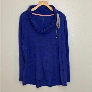 Balance Collection Blue Cowl Neck Long Sleeve Top